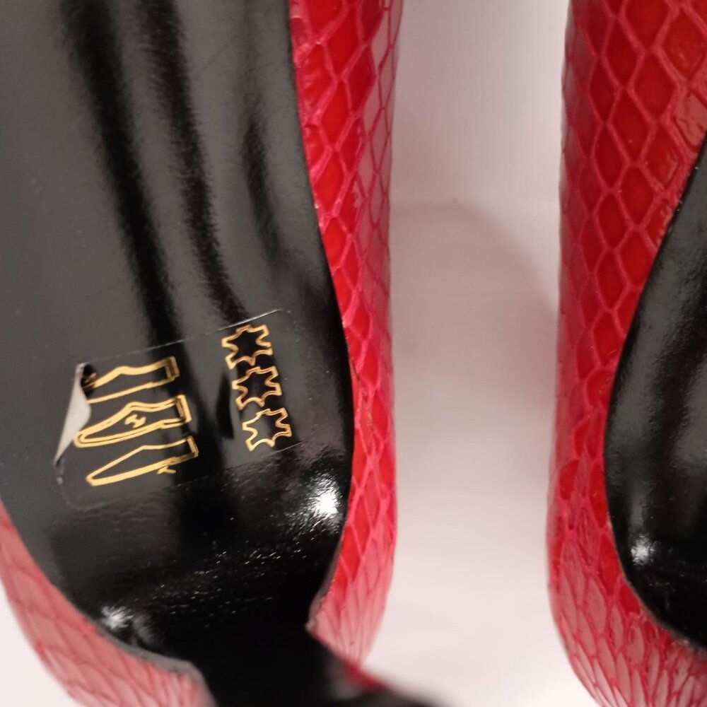 Charles Jourdan Python Red Patent Leather Pumps H… - image 5